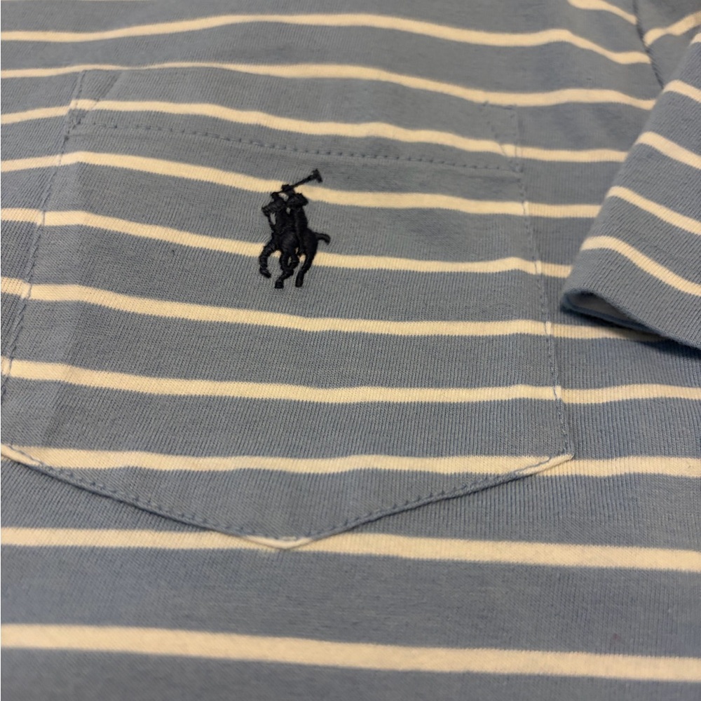 Ralph Lauren Polo Custom Slim Fit Large Blue and White Stripe Men’s tee - Picture 8 of 8